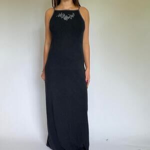 Vintage Xhilaration Black & Grey Floral Maxi Dress